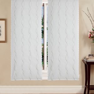 TENDE RICAMATE BETTY BIANCO/GRIGIO COPPIA PANNELLI 60X150/60X240 SEMITRASPARENTE