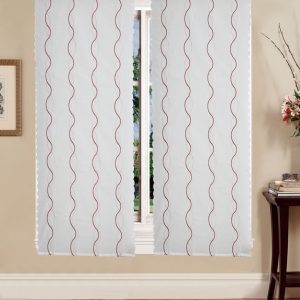 TENDE RICAMATE BETTY BIANCO/ROSSO COPPIA PANNELLI 60X150/60X240 SEMITRASPARENTE