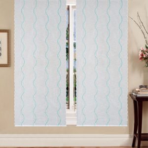 TENDE RICAMATE BETTY BIANCO/SALVIA COPPIA PANNELLI 60X150/60X240 SEMITRASPARENTE