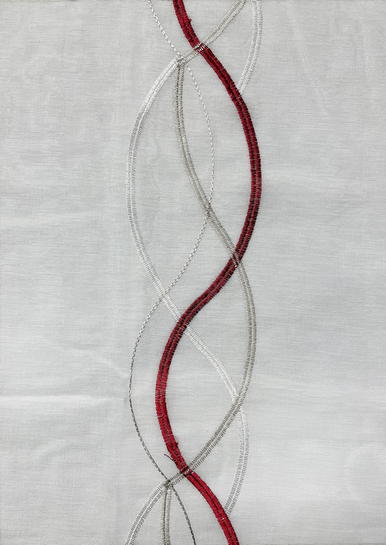 TENDE RICAMATE BETTY BIANCO/ROSSO COPPIA PANNELLI 60X150/60X240 SEMITRASPARENTE - immagine 4