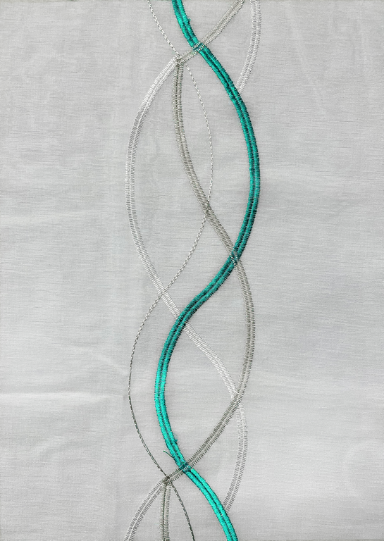 TENDE RICAMATE BETTY BIANCO/SALVIA COPPIA PANNELLI 60X150/60X240 SEMITRASPARENTE - immagine 4