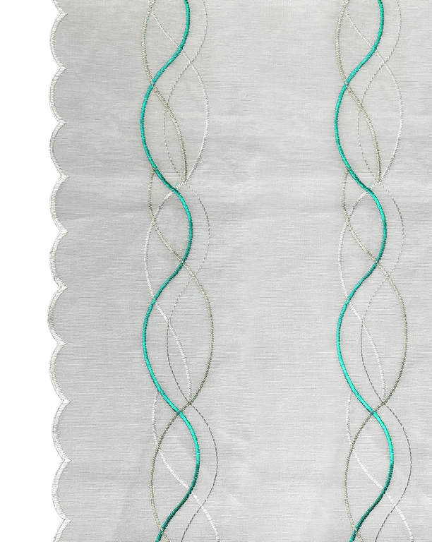 TENDE RICAMATE BETTY BIANCO/SALVIA COPPIA PANNELLI 60X150/60X240 SEMITRASPARENTE - immagine 3