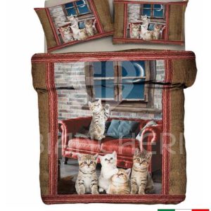 COPRIPIUMINO CON STAMPA DIGITALE 3D Dis. GATTINI