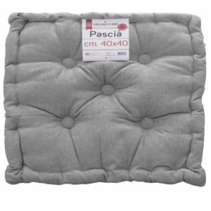CUSCINO ARREDO MATTONELLA 40×40 GRIGIO TRAPUNTATO CON BOTTONI FOUTON