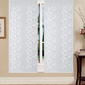 COPPIA TENDE A PANNELLO MARTA RICAMATE ARABESCO BIANCO 60×150/60×240 cm