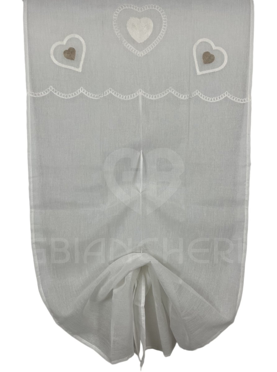 COPPIA TENDE ESTER RICAMO BIANCO BEIGE - immagine 3