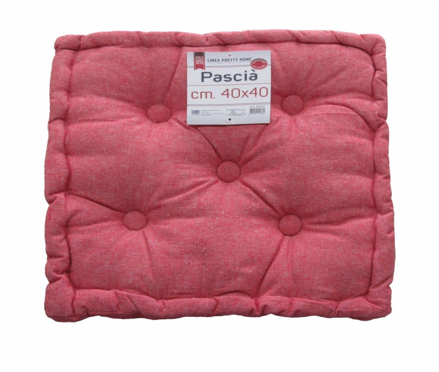 CUSCINO ARREDO MATTONELLA 40×40 ROSSO TRAPUNTATO CON BOTTONI FOUTON