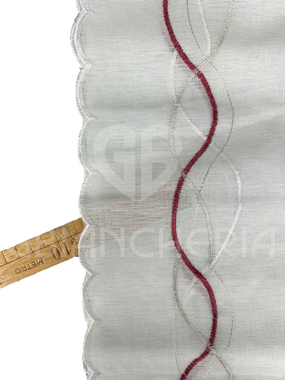 TENDE RICAMATE BETTY BIANCO/ROSSO COPPIA PANNELLI 60X150/60X240 SEMITRASPARENTE - immagine 5