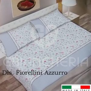 COMPLETO LETTO FIORELLINI AZZURRI FLANELLA