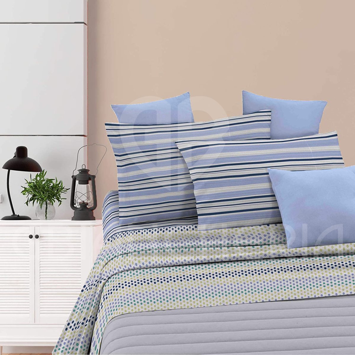 COMPLETO LETTO STAMPATO MALINDI BLU