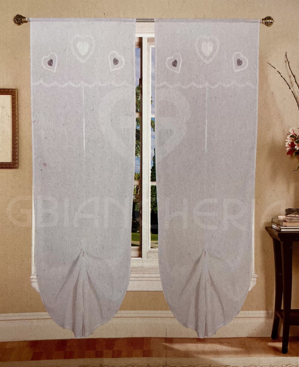 COPPIA TENDE ESTER RICAMO BIANCO BEIGE - immagine 4