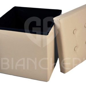 POUF CONTENITORE ECOPELLE BEIGE
