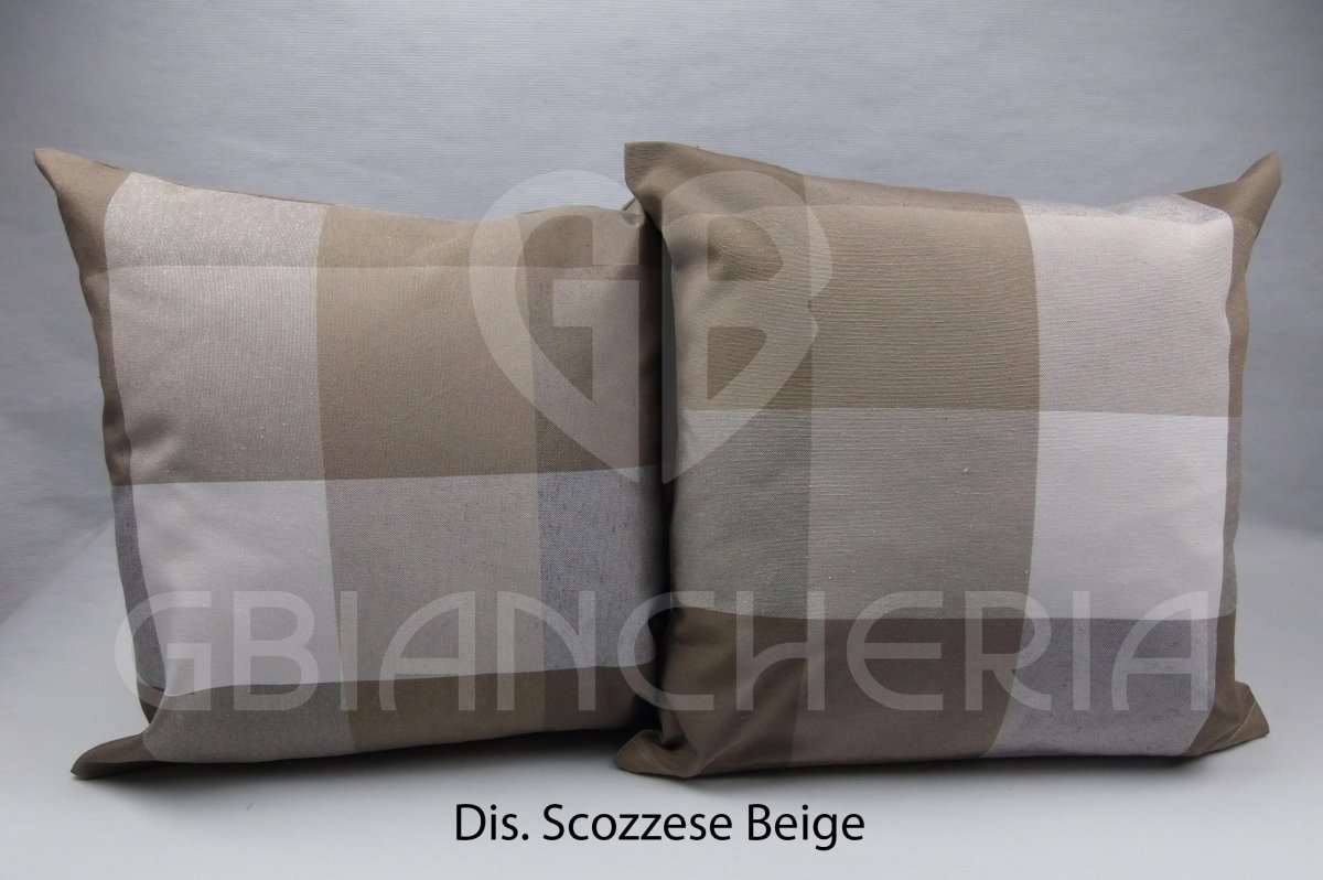 COPPIA CUSCINI SCOZZESE ECRU BEIGE
