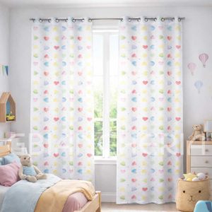 TENDA CAMERETTA 140X290 CUORI ACQUERELLO CON ANELLI